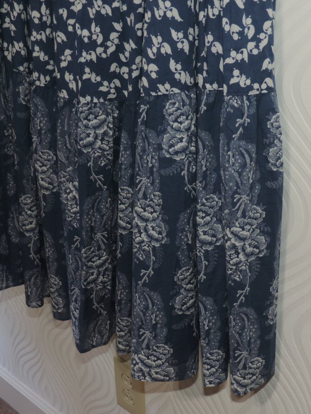 New RALPH LAUREN Patchwork Floral Voile Tiered Skirt sz 16 NWT Blue and Cream - Picture 4 of 16